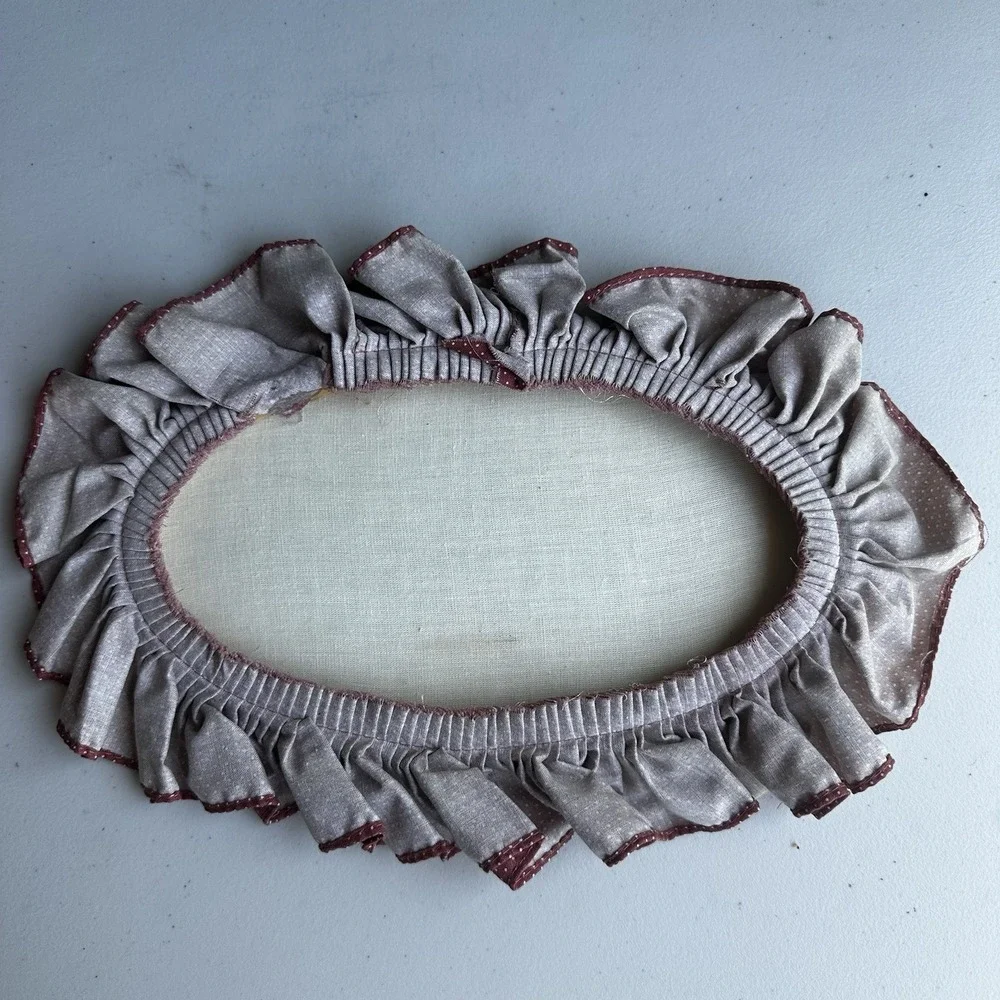 Handmade Oval Floral Pink Polka-Dot Welcome Sign Cottagecore Granny Shabby Chic